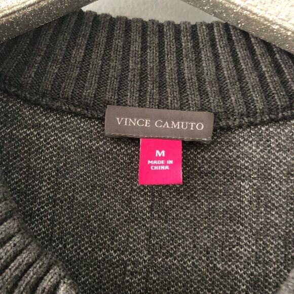 Vince Camuto Windowpane Open Front Knit Cardigan Sweater Gray NEW - Picture 5 of 9